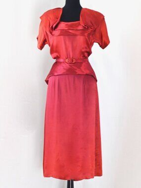 Eleanor Green California Exquisite 1940's Satin Dress - USA